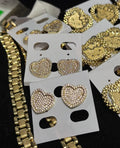 Pink Bling Heart Earrings